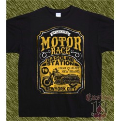 Camiseta negra, motor gasoline station