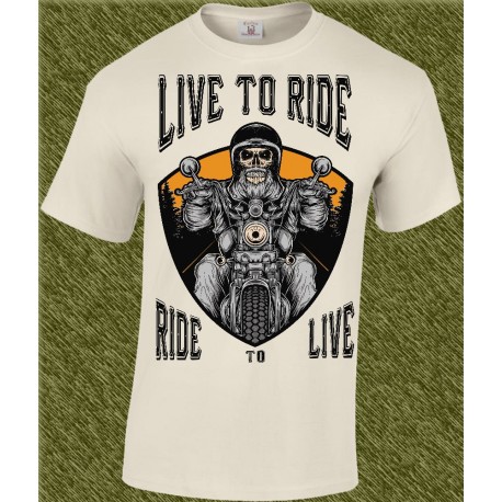 Camiseta beig, live to ride, ride to live