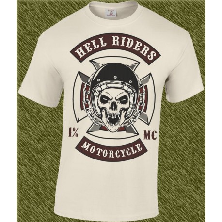 Camiseta beig, hell riders motorcycle