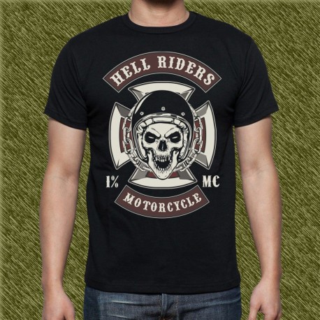 Camiseta negra, hell rider motorcycle