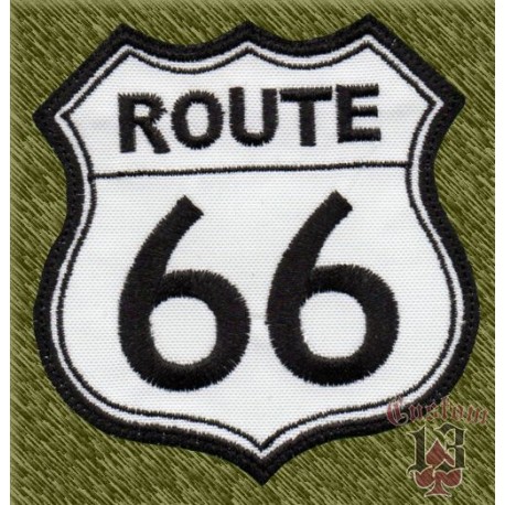 Parche bordado, route 66, fondo blanco