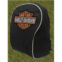 mochila negra bodada, harley logo