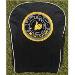 mochila negra bodada, bultaco