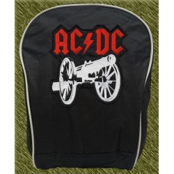 mochila negra bodada, ac dc cañón