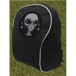 mochila negra bodada, alien gris