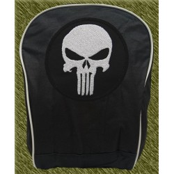 mochila negra bodada, punisher