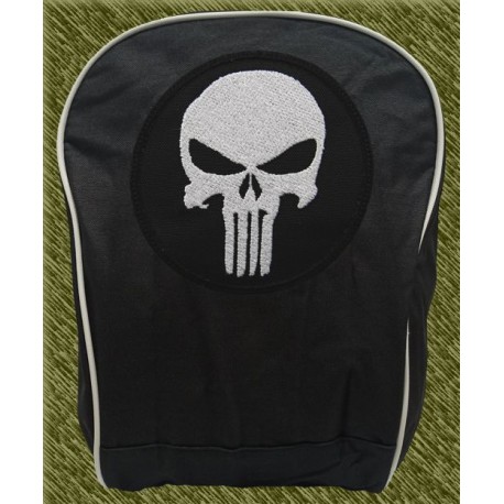 mochila negra bodada, punisher