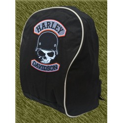 mochila negra bodada, harley calavera