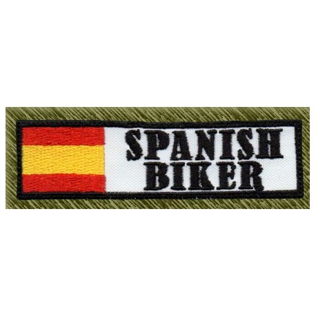 Parche bordado,stick spanish biker, fondo blanco