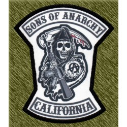 Parche sublimación, sons of anarchy california, fondo blanco