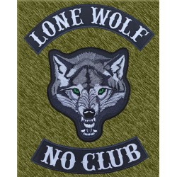 parches bordados para espalda, lobo lone wolf no club