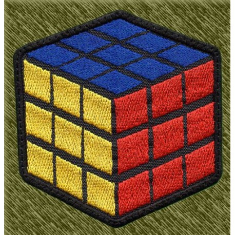 Parche bordado, cubo de rubik