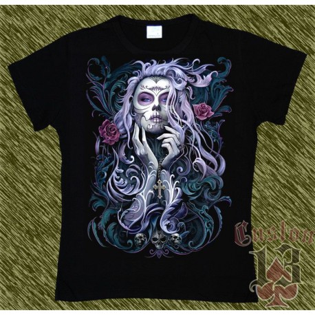 Camiseta Dark13 mujer, catrina rosas