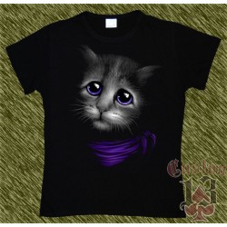 Camiseta Dark13 mujer, gato triste