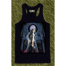 camiseta negra de tirantes, luna llena