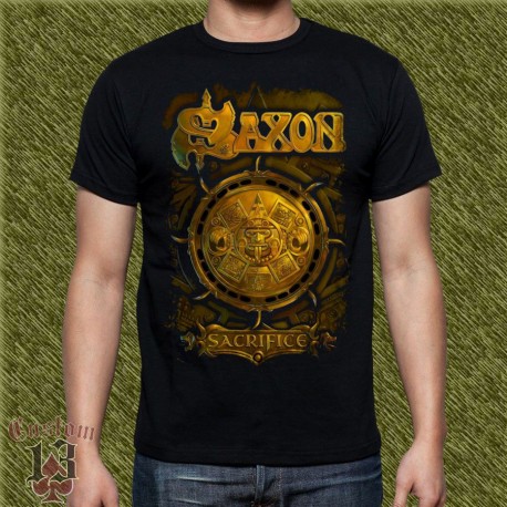 Camiseta negra, saxon, sacrifice