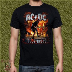 Camiseta negra, ac dc, hell bells, angus