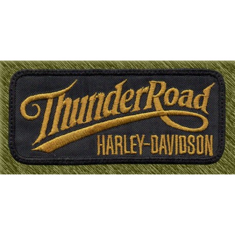 Parche bordado, thunder road, harley daviidson, marrón