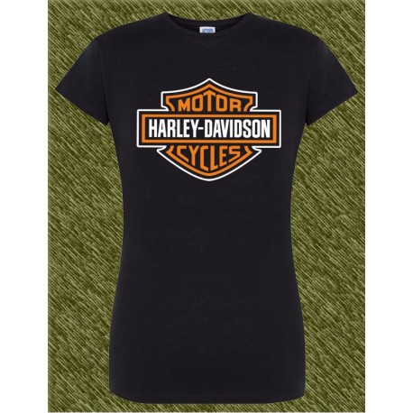 Camiseta negra de mujer, harley logo