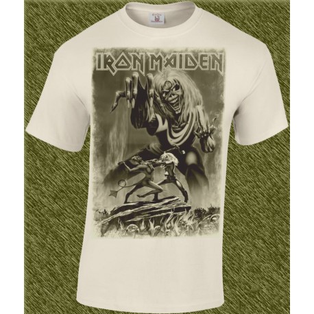 Camiseta beig, iron maiden, the number of the beast