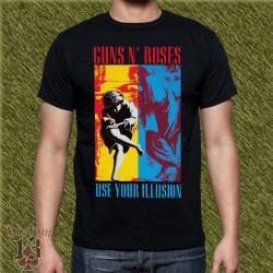 Camiseta negra, guns n roses, use your illusion