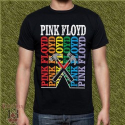 Camiseta negra, pink floyd, martillos