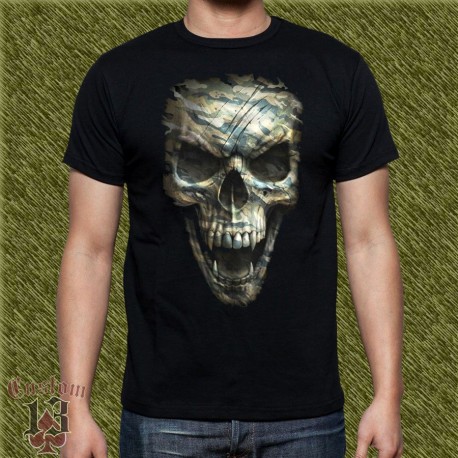 Camiseta dark13, calavera camuflaje