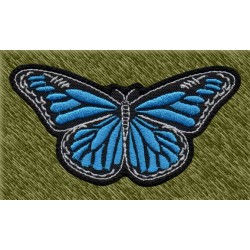 Parche bordado, mariposa 01, azul