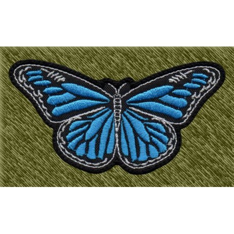 Parche bordado, mariposa 01, azul