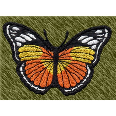 Parche bordado,mariposa 02, naranja y amarilla