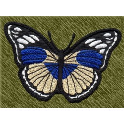 Parche bordado, mariposa 02, azul y beig