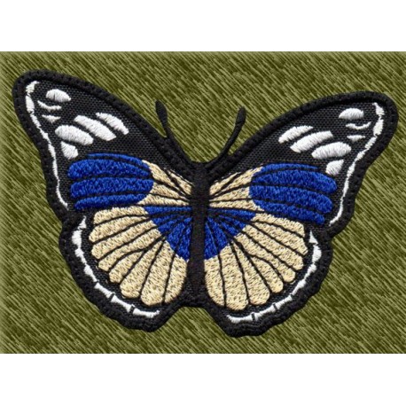 Parche bordado, mariposa 02, azul y beig