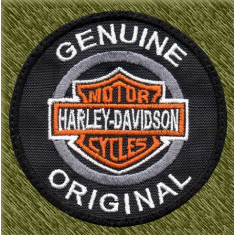 Parche bordado, harley davidson redondo, genuine original