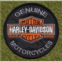 Parche bordado, harley davidson redondo, genuine motorcycles