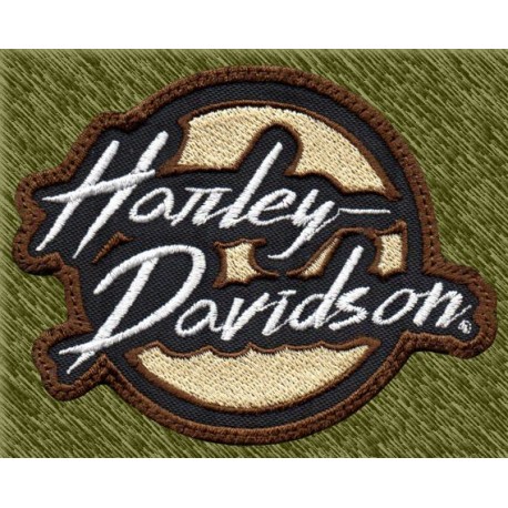 Parche bordado, harley davidson redondo beig, nombre