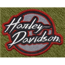 Parche bordado, harley davidson redondo gris, nombre