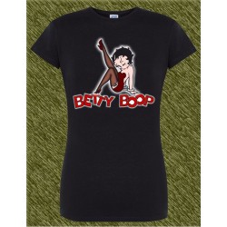 Camiseta negra de mujer, Betty Boop, sentada