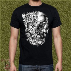 Camiseta negra, transformación de calavera