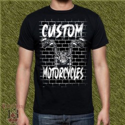 Camiseta negra, custom motorcycles muro