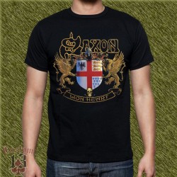 Camiseta negra, saxon, lion hearth