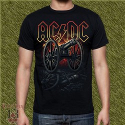 Camiseta negra, AC-DC, cañón for those about to rock