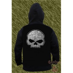 Sudadera con capucha, harley skull, letras