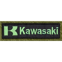 Parche bordado, stick kawasaki, verde