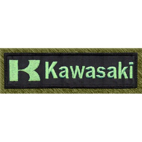 Parche bordado, stick kawasaki, verde