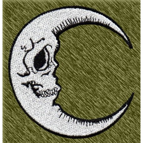 Parche bordado, luna calavera