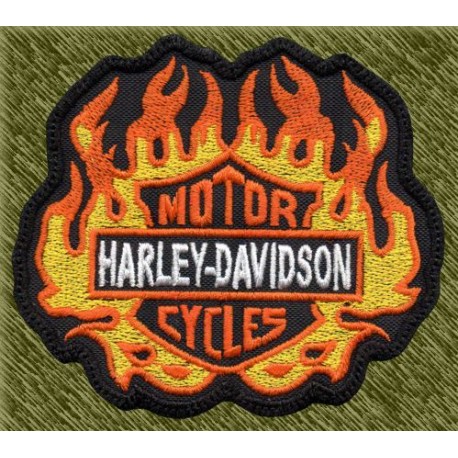 Parche bordado, harley davidson llamas