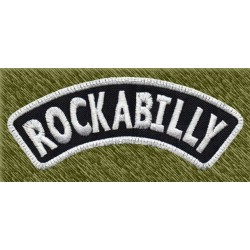 Parche bordado, stick rockabilly letras blancas