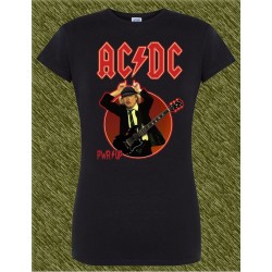 Camiseta negra de mujer, ac dc power up, angus