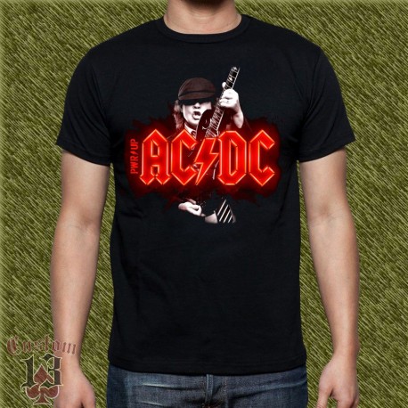 Camiseta negra, ac dc, power up, angus 2