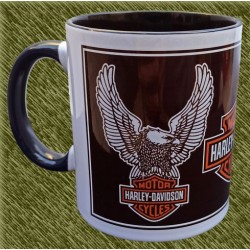 Taza de porcelana, harley logo con águilas